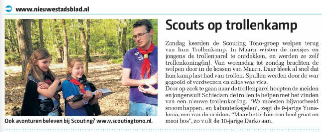 Het vinden van de parel door de welpen werd mooi beschreven in het Nieuwe Stadsblad van 11 mei 2016. Foto: Richard Spruit