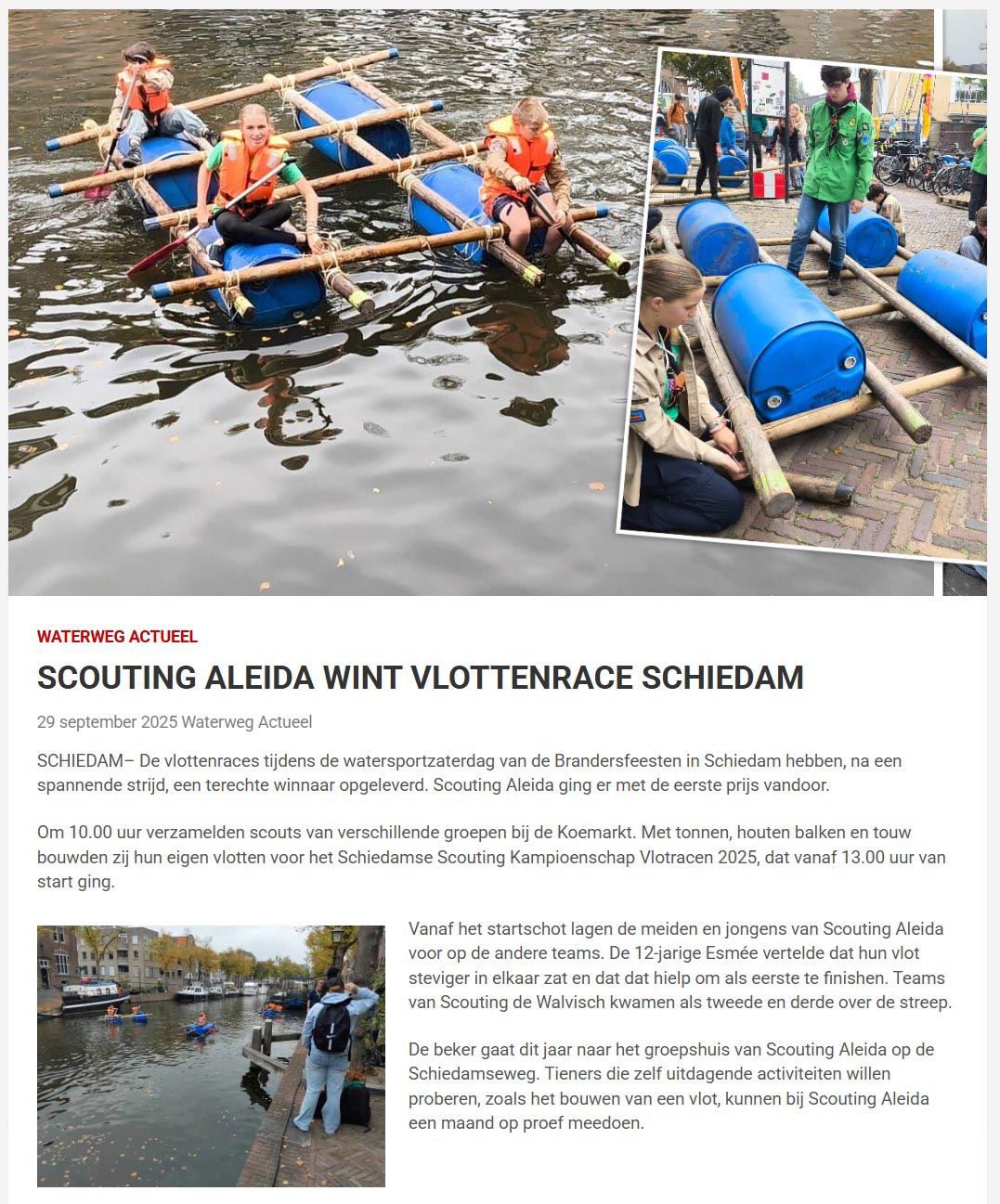 Op 29 september 2025 plaatste waterweg-actueel.nl een artikel met foto over de het winnen van de vlottenraces
