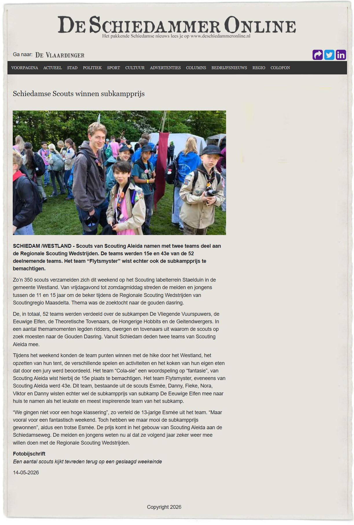 Sinds 14 mei op de website van DeSchiedammerOnline.nl